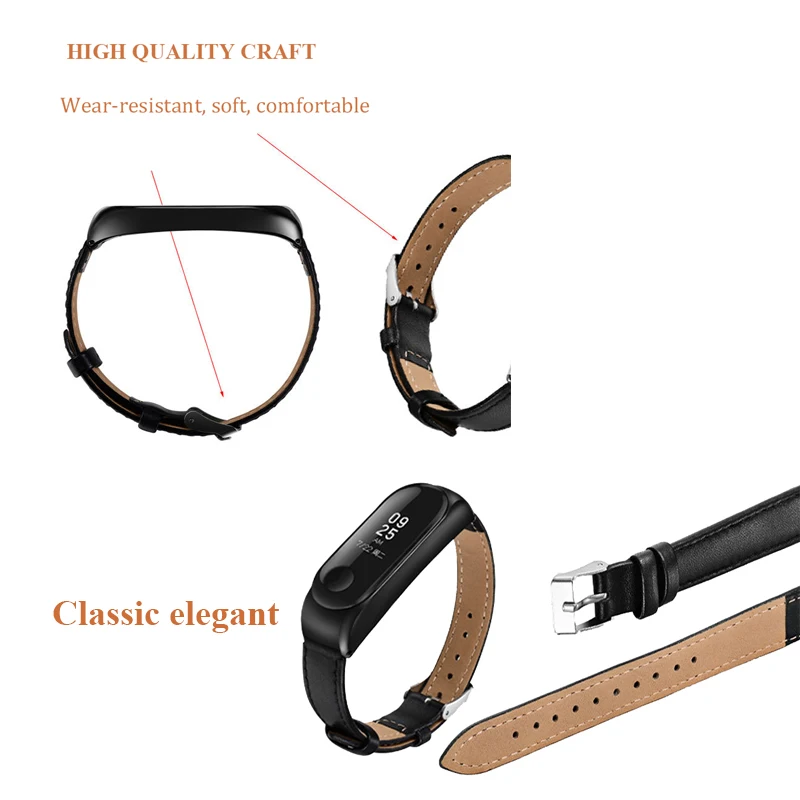 Ремешок для часов BOORUI Mi Band 4 из натуральной кожи цветной металлический браслет