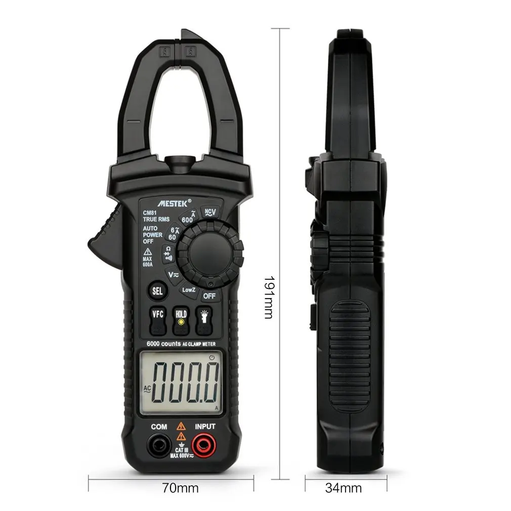 

MESTEK Digitale Stroomtang True RMS CM81 Multimeter 5999 Telt AC/DC Volt Amp Ohm LowZ NCV Diode Tester met Zaklamp Koop