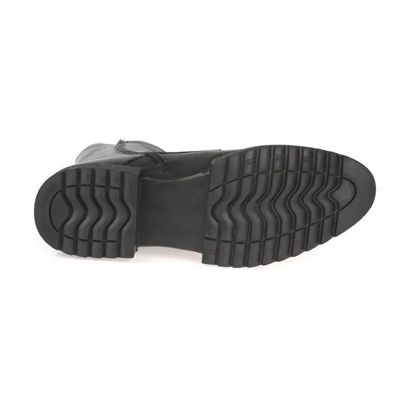 Мужские высокие ботинки до середины икры на шнуровке в байкерском стиле зимние