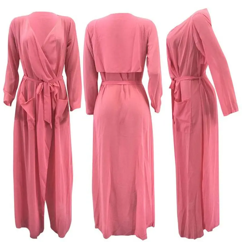 Women Robe Sexy Vestido Casual Mujer Long Sleeve Dress Chiffon Shirt Red Color Cardigan With White Dresses Womens Clothing | Женская