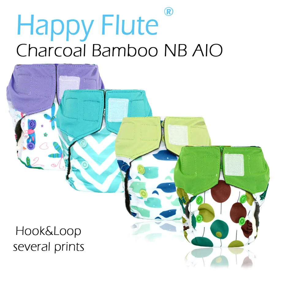 HappyFlute новорожденный уголь Бамбук AIO, водонепроницаемый и дышащий, подходит для 0-3 месяцев ребенка или 6-12 фунтов