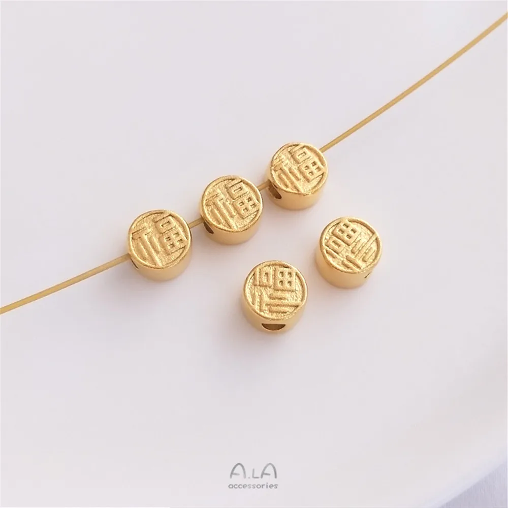 

Vietnam strong bao color sha jin Fu word large hole flat transfer beads handmade DIY bracelet beads accessories