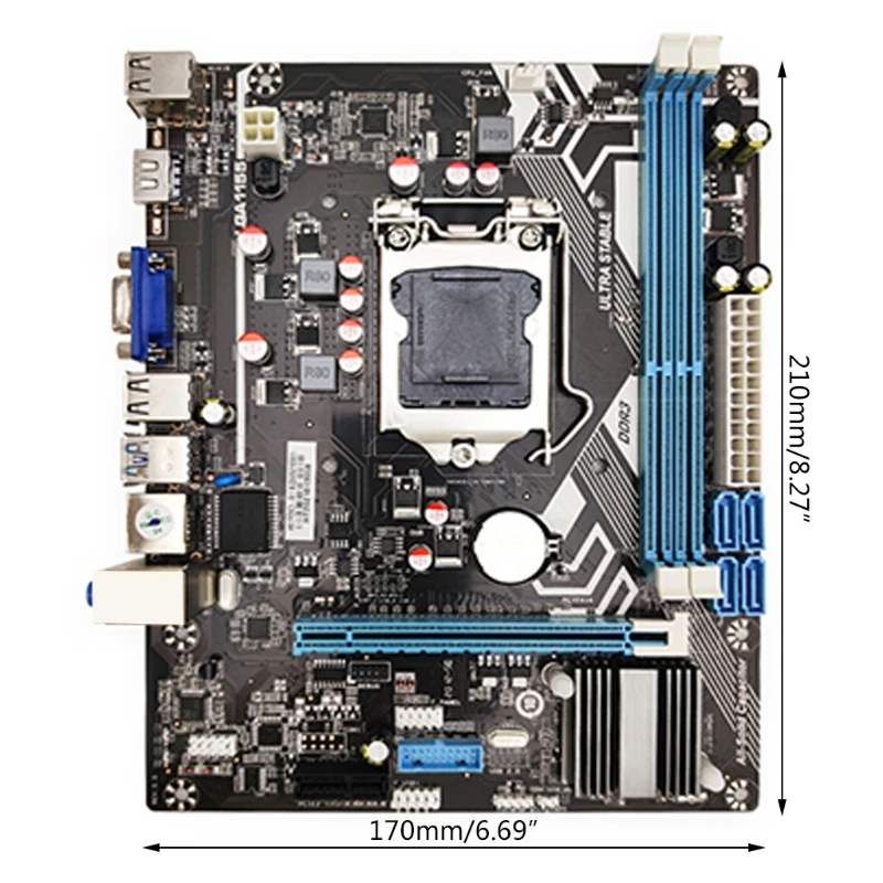 

H61 LGA 1155 Motherboard DDR3 Dual Channels Memory 16G For -Intel H61 LGA1155 Core I3 I5 I7 Xeon CPU Motherboard 1155