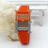 casual female square shaped wristwatch leather paint rhinestone designer ladies clock women dress luxury quartz crystal watch