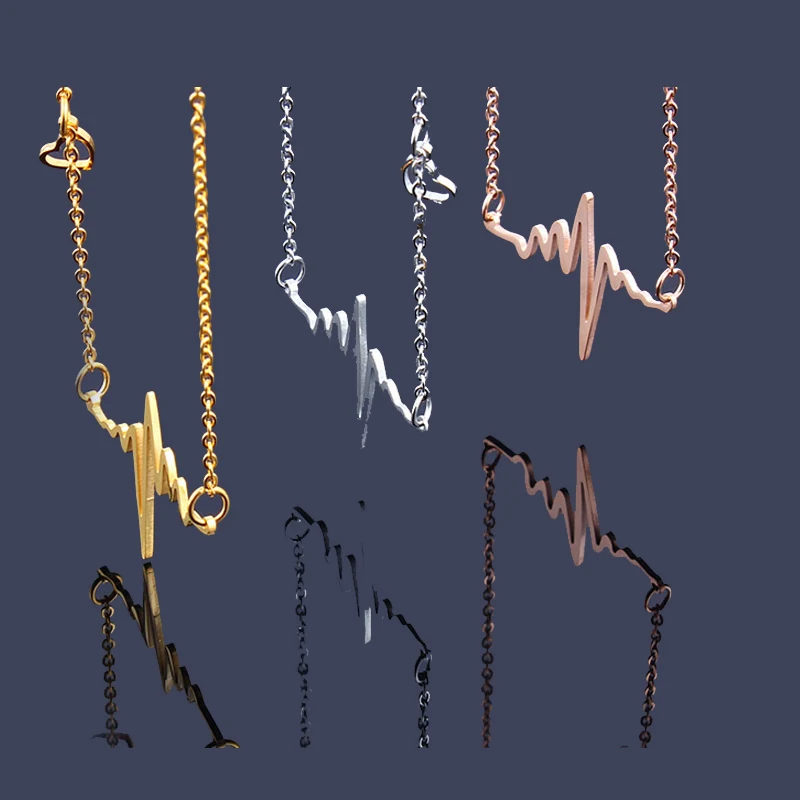 Ожерелье с подвеской в виде ЭКГ Женское Из Сплава розового золота Ювелирное