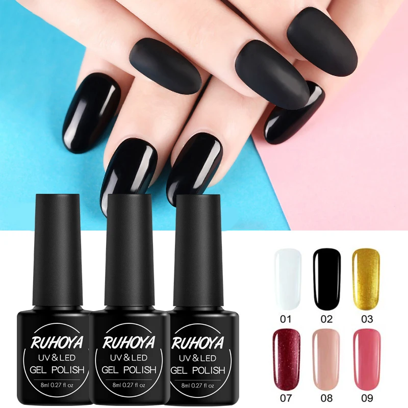 Цветной Гель лак для ногтей Ruhoya 8 мл УФ светодиодный полуперманентный Гибридный