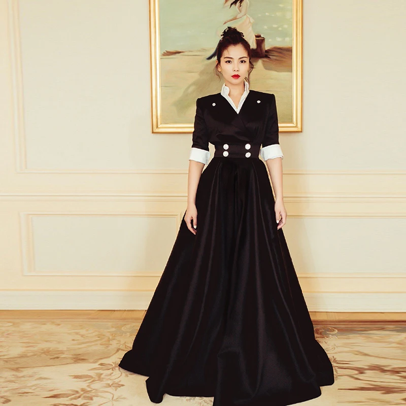 Высокое качество новейшая мода 2019 дизайнерское подиумное платье женское средней