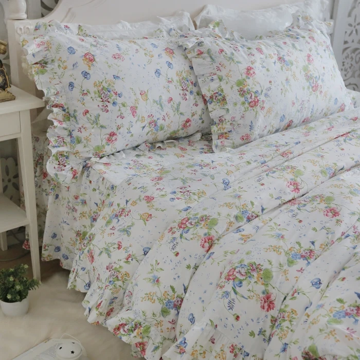 Хлопковый комплект постельного белья твил цветочный принт Одноместный лист