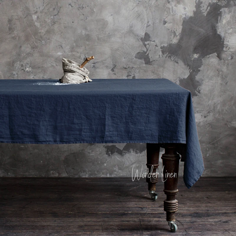 100% чистое натуральное белье одноцветная прямоугольная боковая скатерть