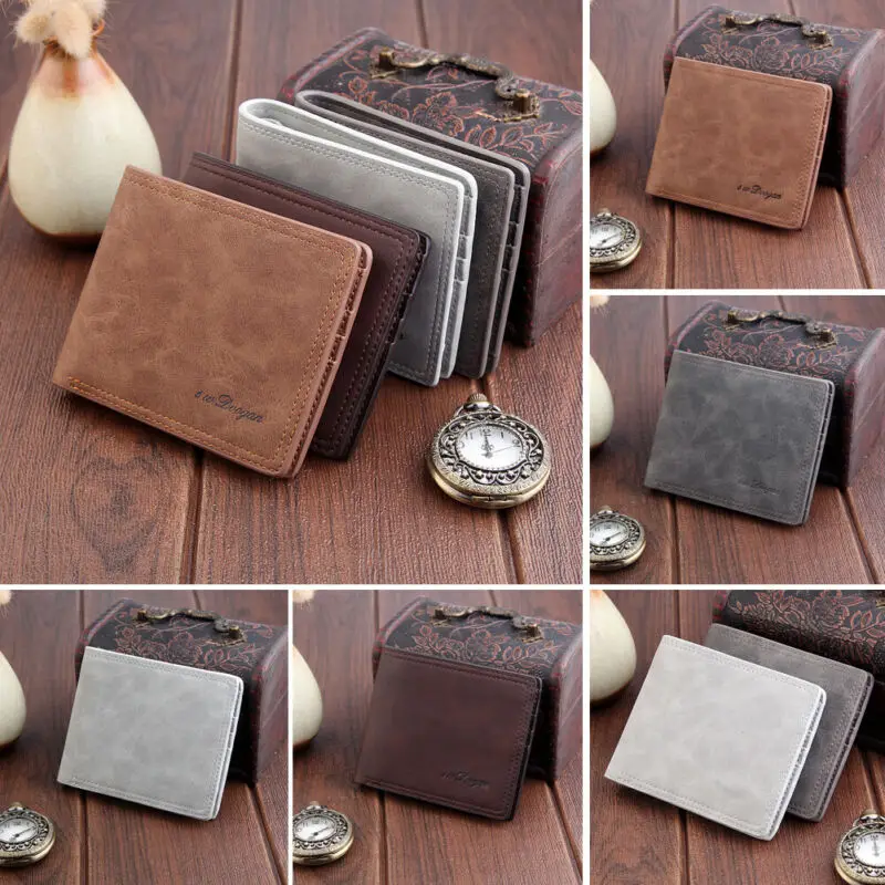 Повседневные новые мужские кошельки кожаный однотонный роскошный двойной