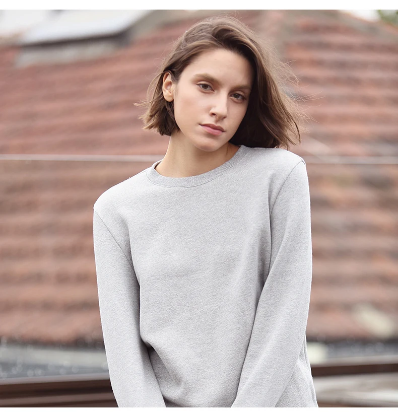 

Autumn New Women Sweatshirts Fashion Sportswear Solid Cotton Terry Hip Hop Streetwear Casual Female Clothing O-Neck Long Sleeve