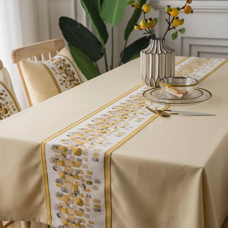 

European classical embroidered tablecloth polyester linen rectangular tablecloth table cloth with table flag blue stone cloth