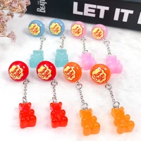 1pair stud earrring multicolours gummy bear charms resin sweet candy gift fashion jewelry