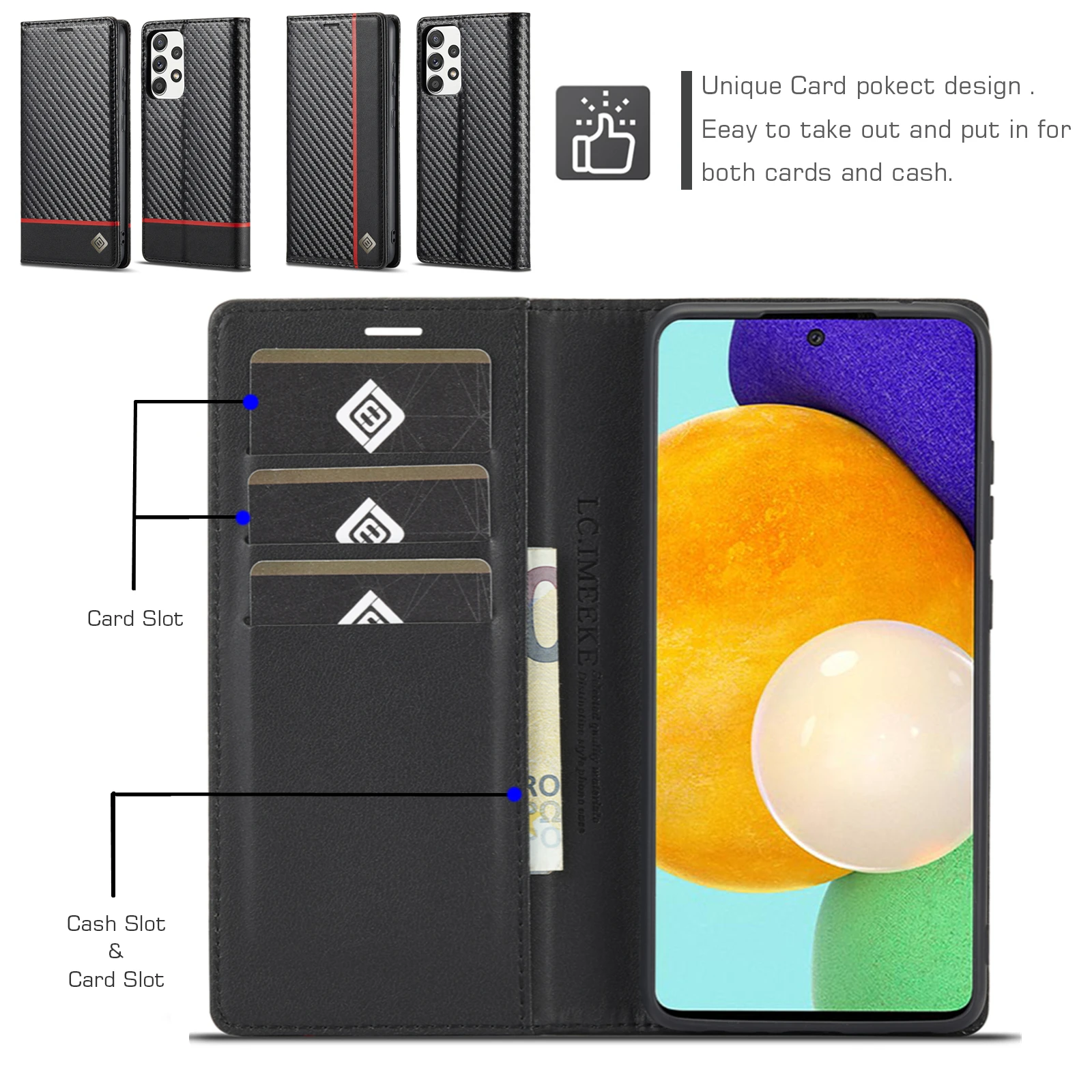 Чехол-кошелек для Samsung Galaxy A52 A72 A32 A51 A71 A12 A02S S21 S20 FE S10 S9 Plus Ultra с отделениями карт |