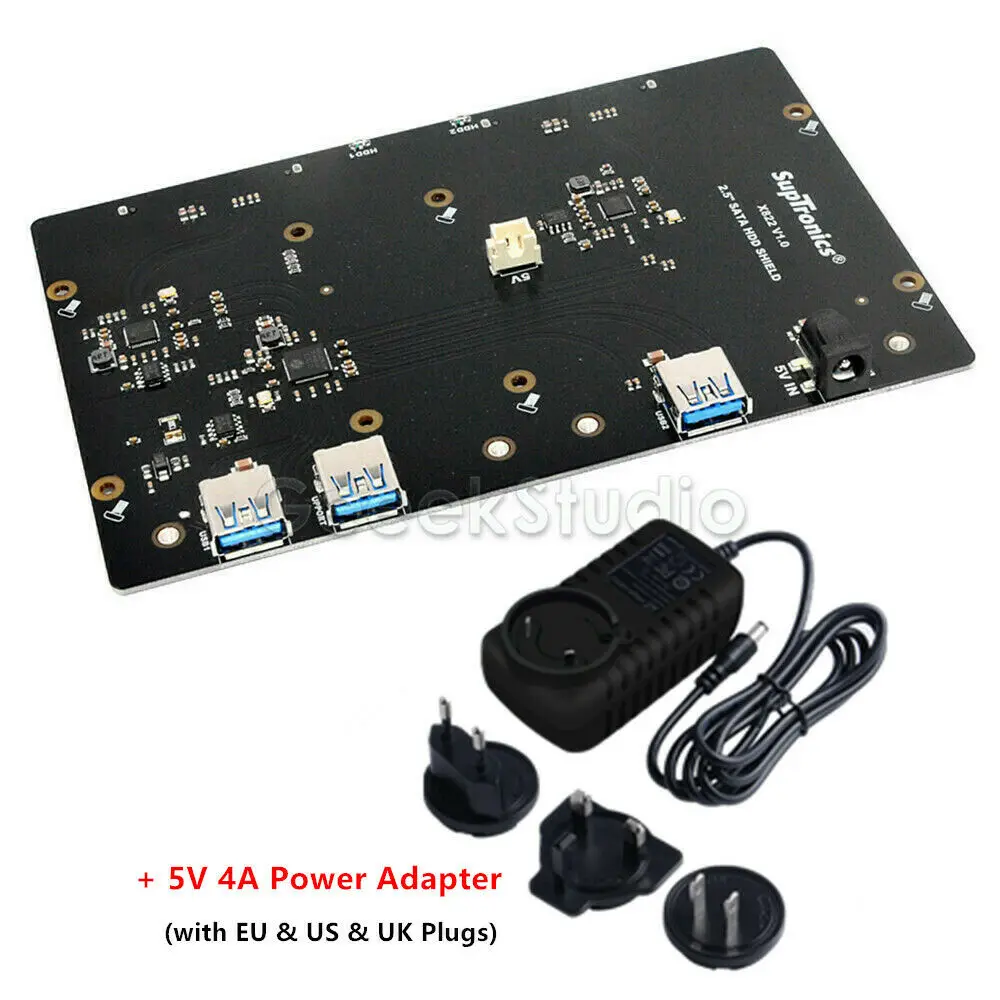 X822 двойной 2," жесткого диска SATA HDD/SSD экранированный USB 3,0 Плата расширения Мощность адаптер для Raspberry Pi 1 Модель B+/2/Note 3(B плюс)/ROCK64