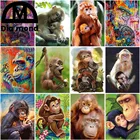 Алмазная вышивка с животными, мозаика с Обезьянами круглой формы, домашний декор, 5D сделай сам, вышивка крестиком