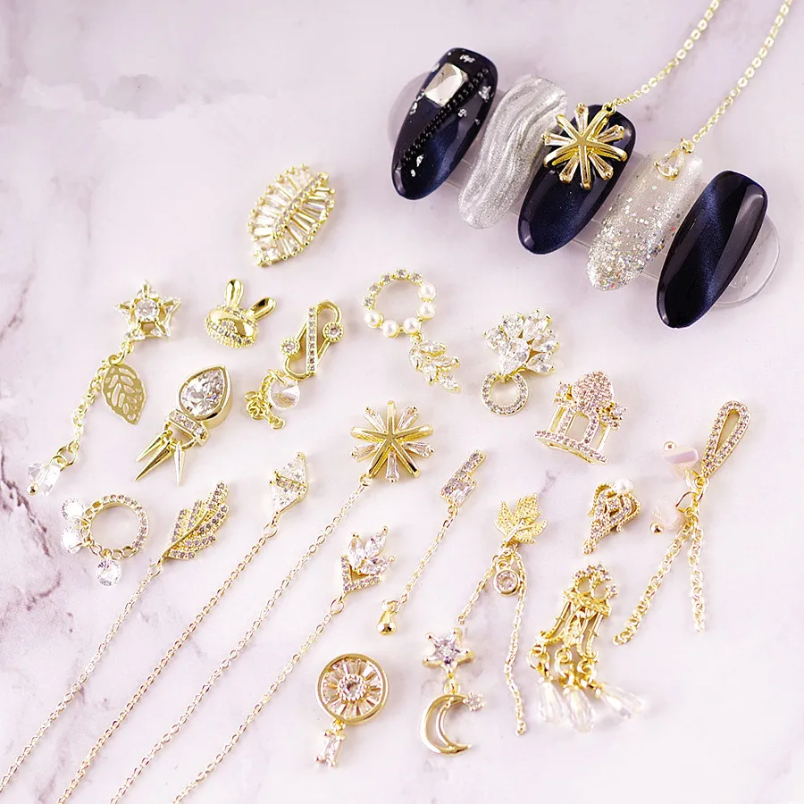 Цепочка с подвеской из циркония для дизайна ногтей | Красота и здоровье