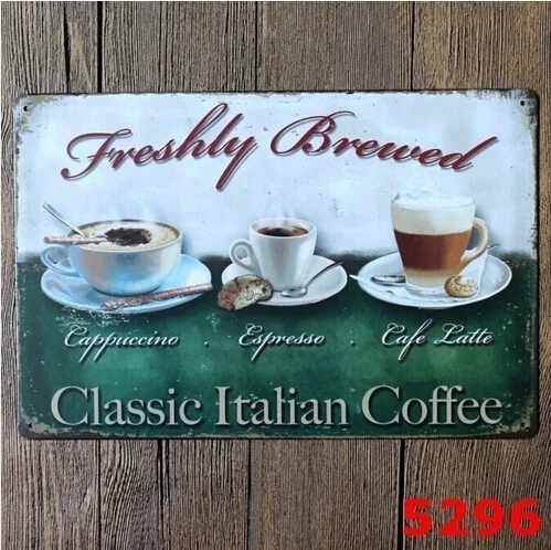 

Жестяной винтажный металлический Ретро-плакат для украшения стен бара кафе классический итальянский кофе 20x30 см (посетите наш магазин, боль...