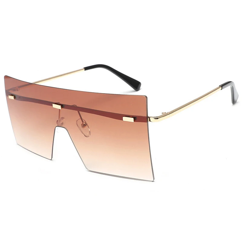 

Очки солнцезащитные женские квадратные без оправы, винтажные Роскошные брендовые дизайнерские солнечные очки с плоским верхом в стиле рет...