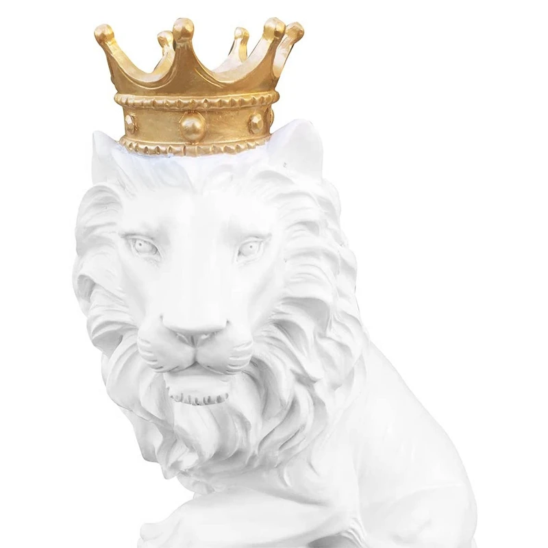 

AAAK -Modern Resin Crafts Lion Catching Ball Statue,Lucky Crown Lion Simulation Sculpture Home Office Decoration