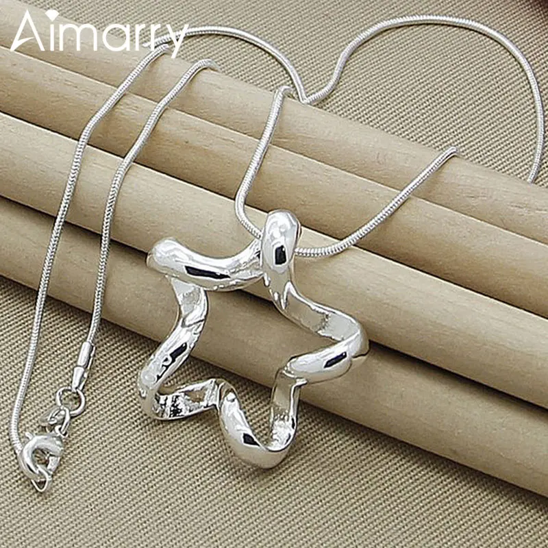 

Aimarry 925 Sterling Silver Snake Chain Star Pendant Necklace For Women Men Engagement Wedding Gifts Fashion Jewelry