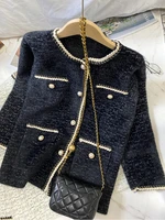 mink like cashmere small fragrant top small children net red thick korean short autumn and winter cardigan fragrant wind knitted