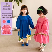 loose solid ankle length 100 cotton spring summer girls dress kids teenagers children clothes outwear special occasion long sle