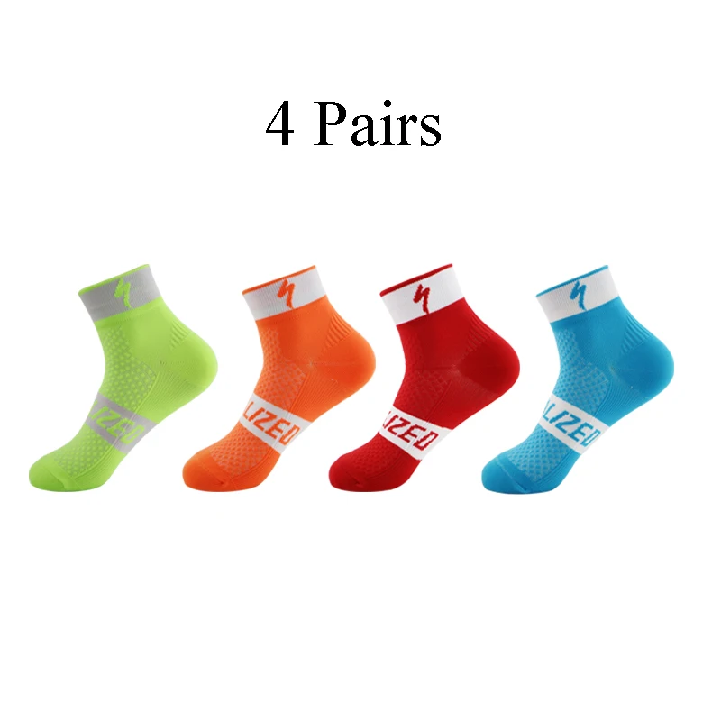 

4 Pairs Professional Sports Cycling Running Socks Breathable Socks Men's Women's Outdoor Hiking Socks