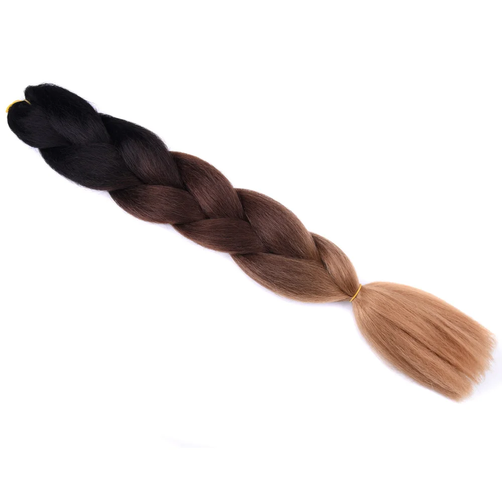Кофейный коричневый/24# Sallyhair Омбре плетение волос для наращивания 2 тона цвет 1 упаковка 24 дюйма Высокая температура Большие синтетические косы объемные волосы черный - Цвет: Кофейный коричневый/24#
