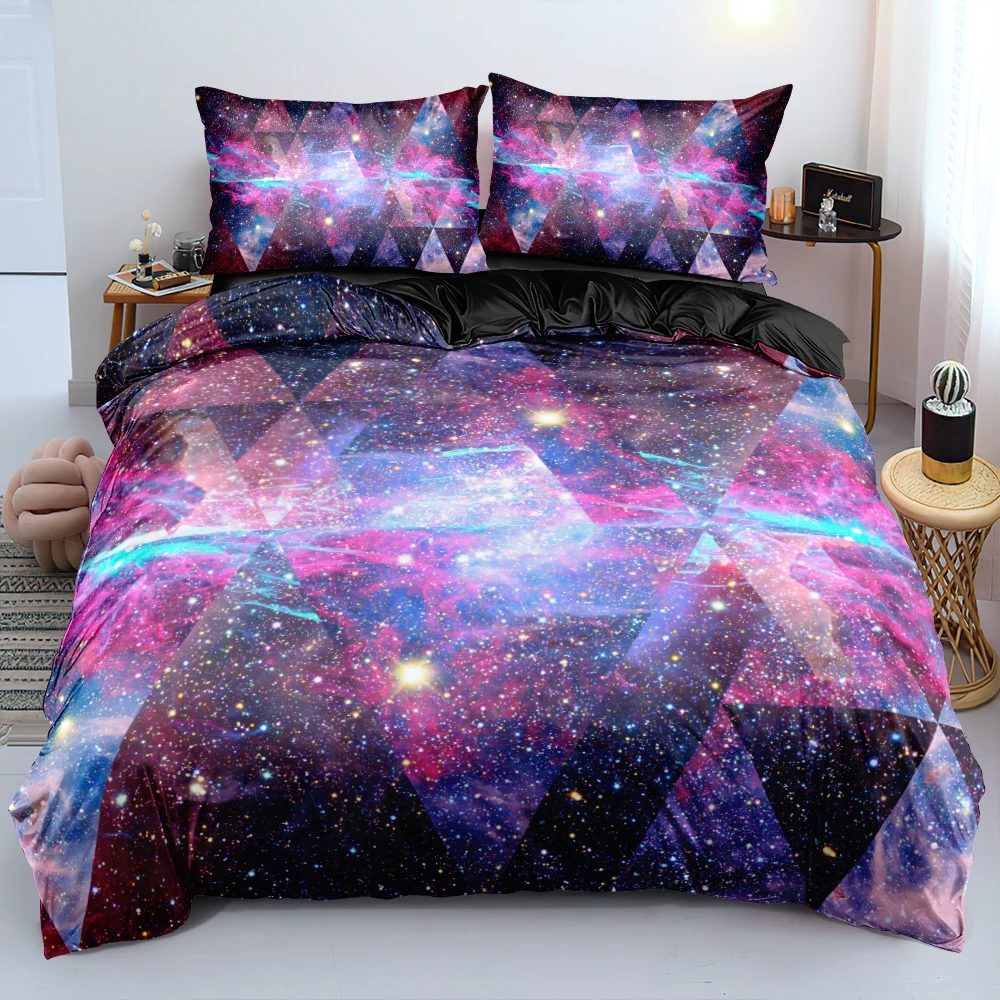 

3D Galaxy Pattern Bedding Set Vibrant Color Comforter Cover Pillow Shams Single Full Queen Easy Care Home Textile Fashion Design