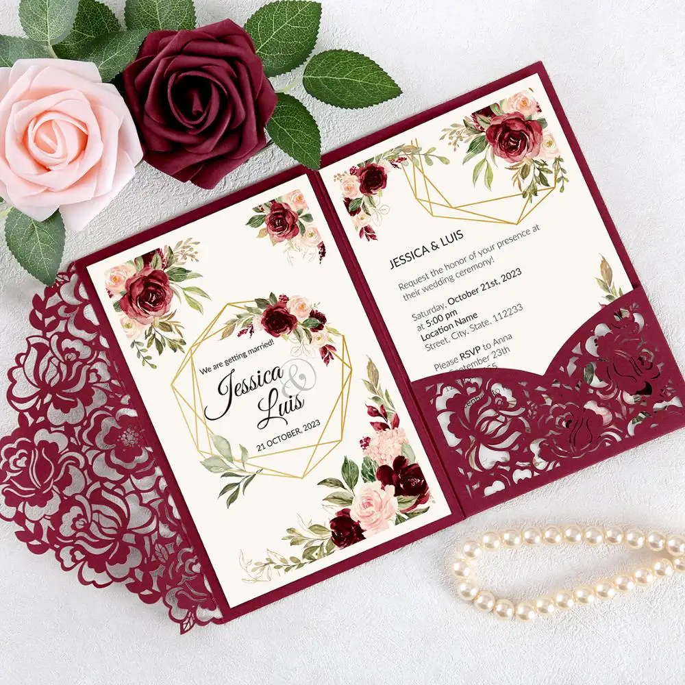 100 шт. бордовые темно синие розовые цветочные карманные приветствия