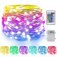 RGB 16 Colors Changing Led String Light 5/10m Battery Remote Control Christmas Pop Year Wedding Outdoor Decorative Fairy Garland