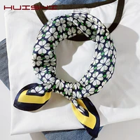 huishi scarf silk 100 luxury flower print scarves foulard femme cute womens wrap handkerchief bandanas accessories scarf silk