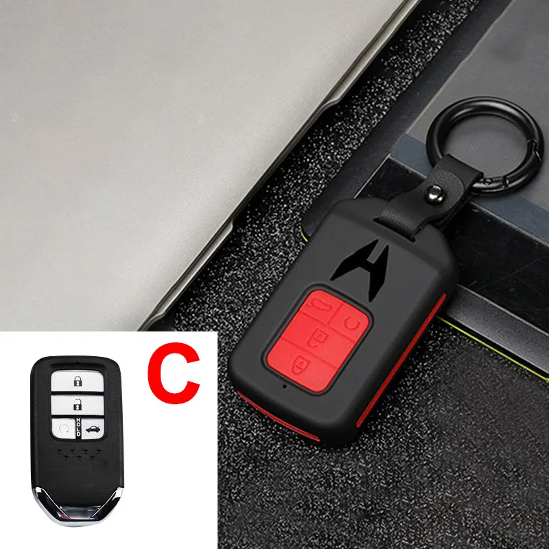 ABS+ силиконовый для ключа автомобиля чехол для электронный контроллер дросселя для Honda Civic CRV HR-V HRV пилот соглашение о Одиссее 2013- удаленный смарт-ключ чехол - Название цвета: C  Black