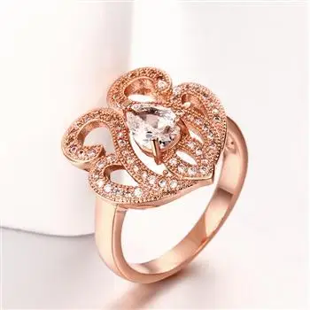 

New K Gold Zircon Rose Gold Silver Fashion Geometric Ring Lady Wedding Luxury Rings Whole Sale Ring Set Gift 2021 KZCR158