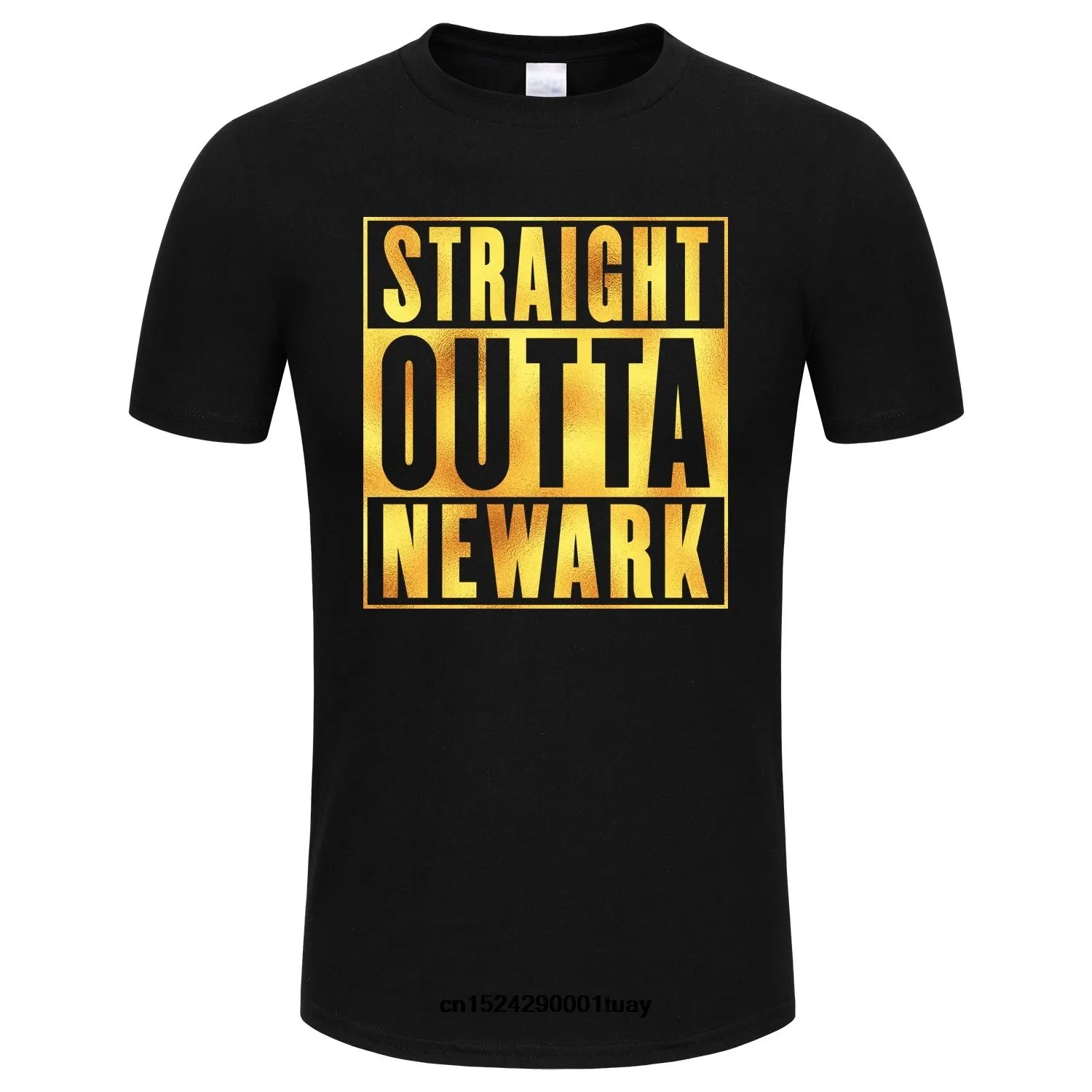 

SPGBTees Gold Foil Men's Straight Outta Newark T-shirt Black Color XS-Size