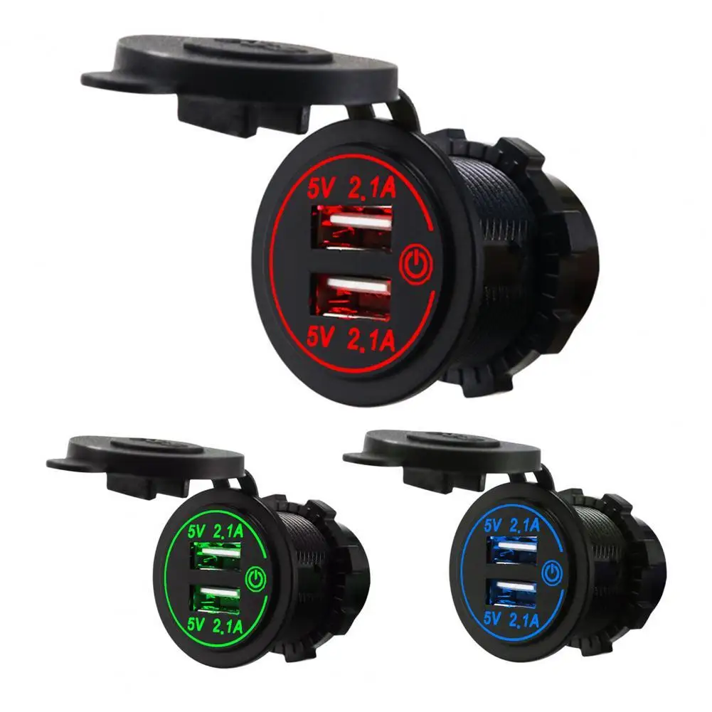 

Professional Car Charger Dual-USB Touch Switch 12-24V Waterproof Dust-proof In-car Charger for Automobile Motorcycle Accessories