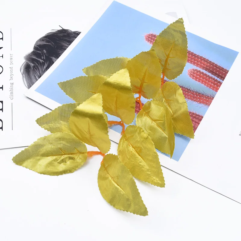 10 шт. золотые и серебряные листья рождественские украшения в виде листьев розы