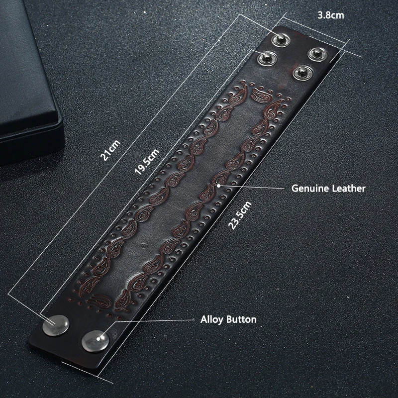 Мужской и женский браслет из натуральной кожи в стиле панк экологически чистый