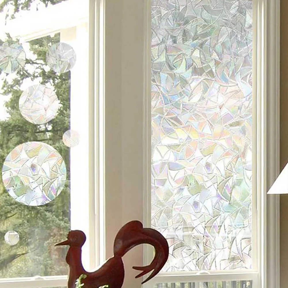 

3D Self-Adhesive Static Window Glass Film Irregular Texture Sticker Home Decor Irregular Pattern Refracted Colorful Stickers