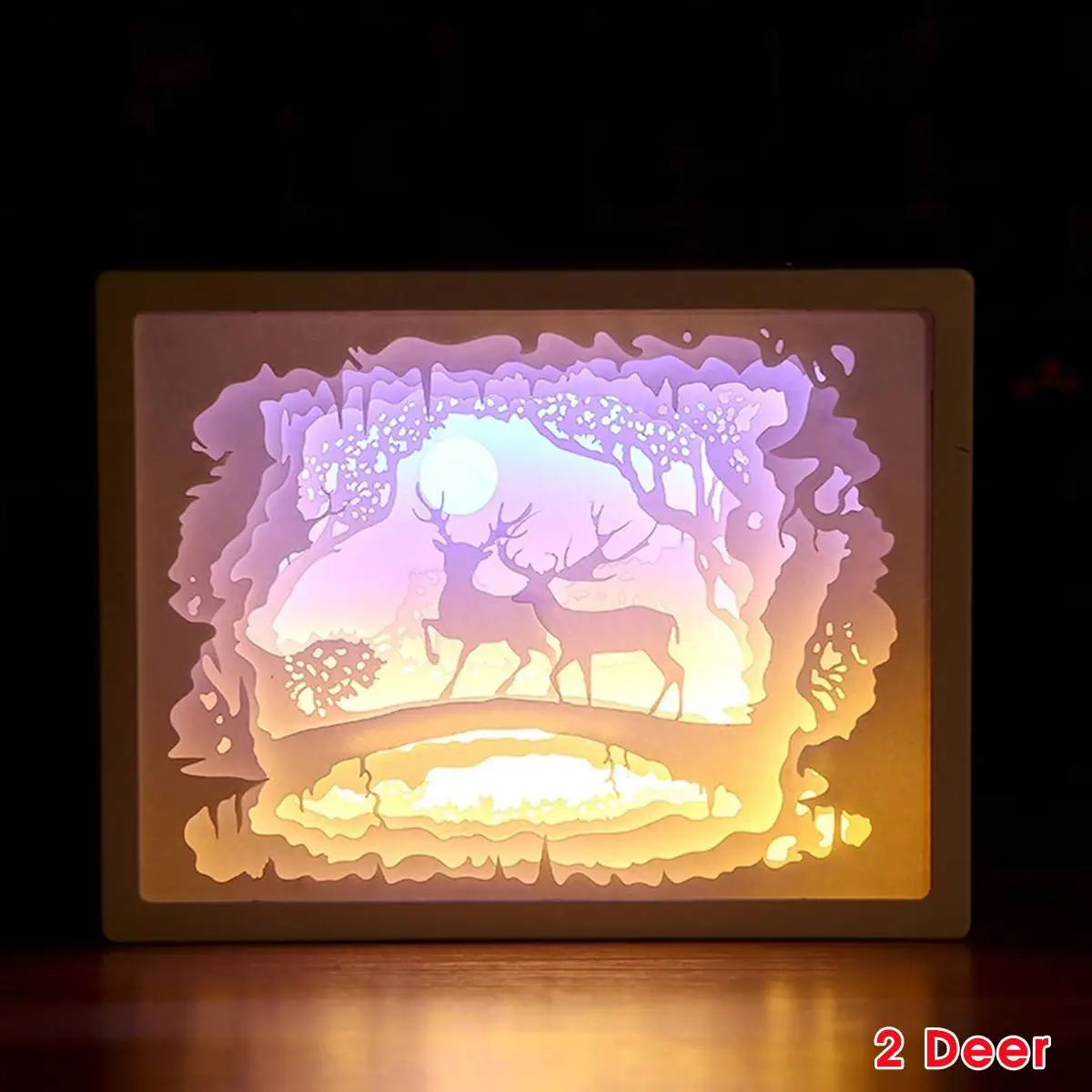 elk Хэллоуин Рождество 3D Бумага резьба свет светодиодный ночник прикроватный стол настольная лампа резные CreativeGifts дети спальня домашний декор - Испускаемый цвет: elk