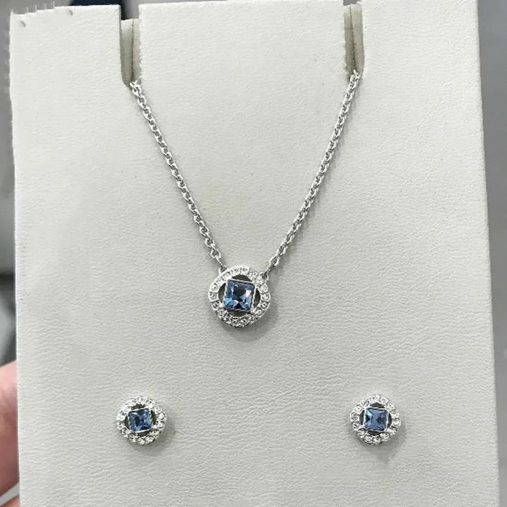 

2020 fashion jewelry swa1:1 exquisite charm square crystal cat's Eye Pendant Chain romantic female Pendant Necklace goth