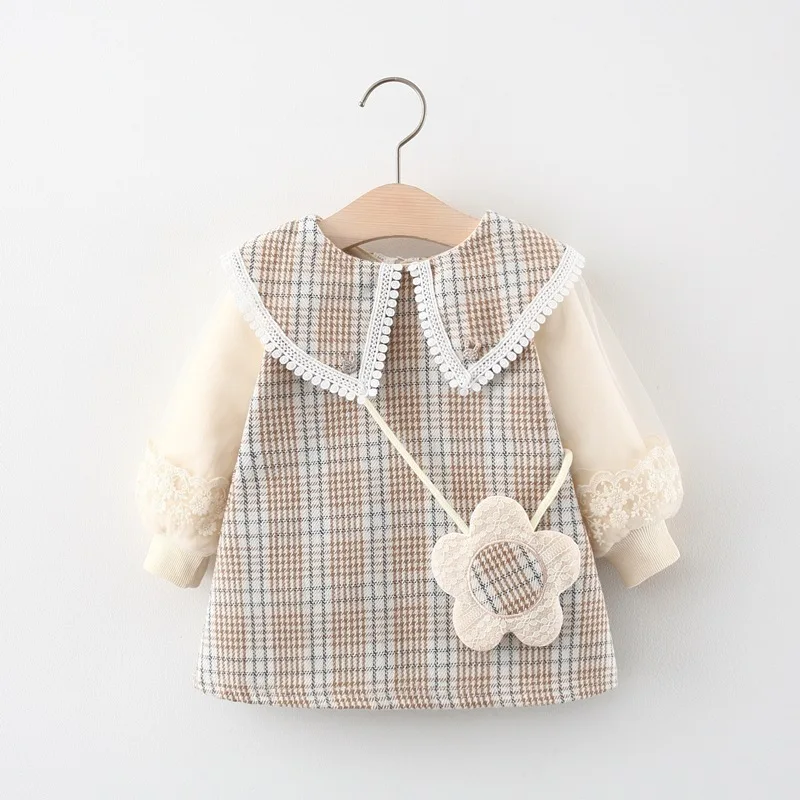 

Melario Autumn Winter Kids Infant Lace Plaid Long Sleeve Dresses for Baby Girls Dress Newborn Clothes Children's Princess Dress