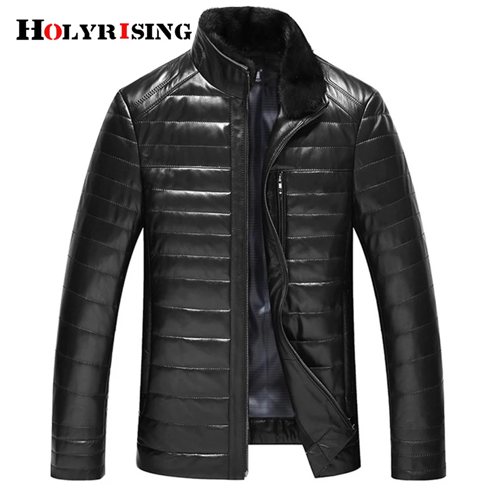 

Leather jacket men's cotton jacket 100% real sheep leather jacket self-cultivation winter Removable mink fur collar 19477