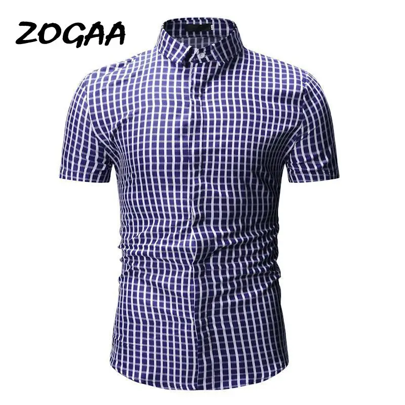 

ZOGAA 2020 small plaid shirt men's summer new men's formal shirt fashion wild casual button shirt