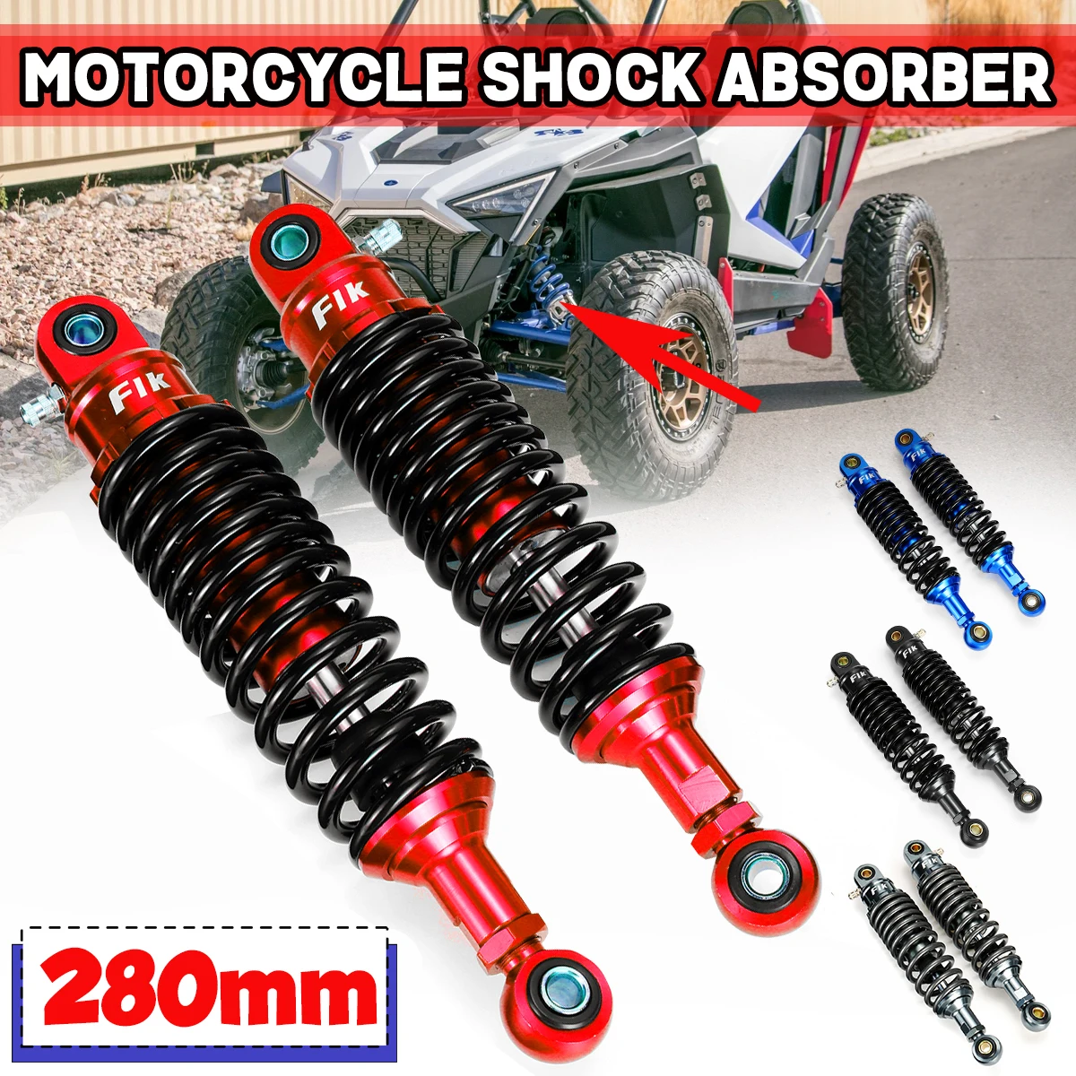 

280mm/11.02" Universal Motorcycle Air Shock Absorber Rear Suspension For Yamaha For Suzuki For Kawasaki Motor ATV Quad Dirt Bike