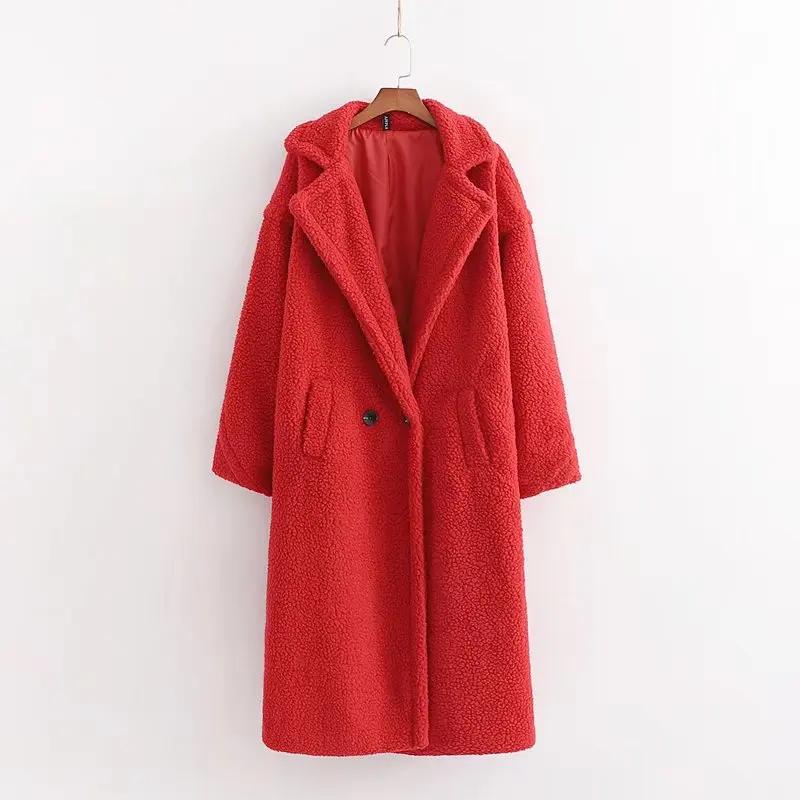 Faux Teddy Bear Wool All-In-One Coat European And American Warm And Thick Plush Cocoon Type Coat Thick Warm Long Jacket Women
