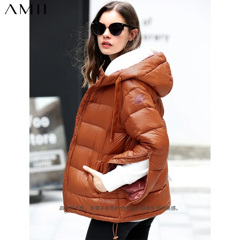 

AMII Minimalism Women Winter Thick Hooded Short White duck down Coat Fashion Causal 90%White duck down Female Jacket 11960137