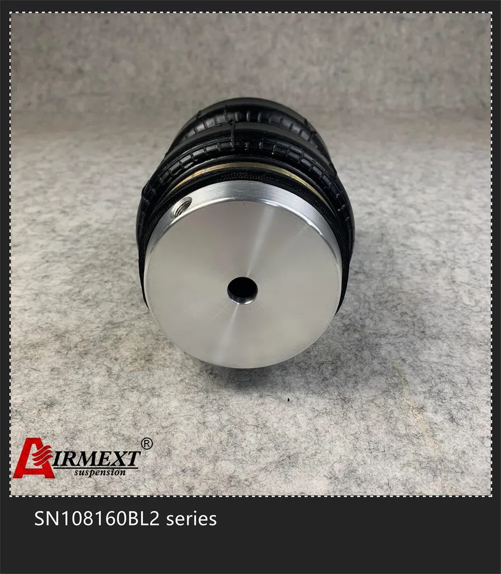 Фирменная подвеска SN108160BL2-BD1 с резьбовым штоком M50*1.5, гибким резиновым воздушным пружином Double convolute и воздушным шок-абсорбером на подушке.
