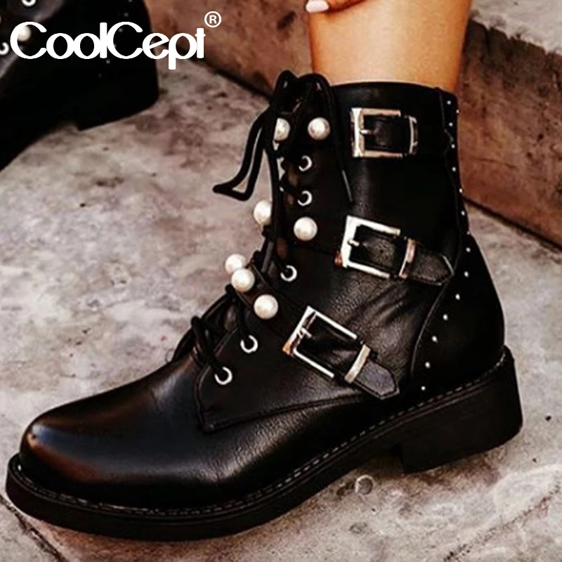 Женские ботильоны CoolCept на плоской подошве с пряжкой и бусинами вечерние размер 36